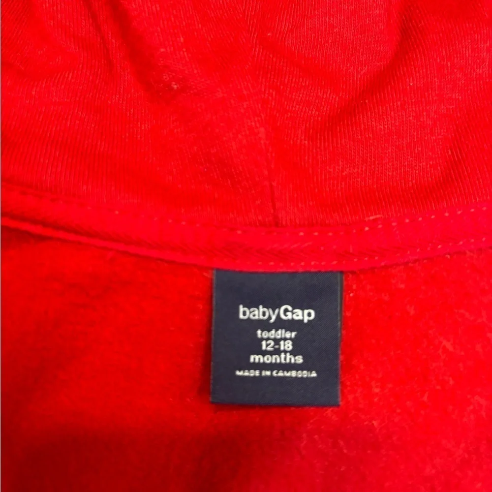 Baby Gap Red Isle Fur Zip Up Hoodie 12-18M